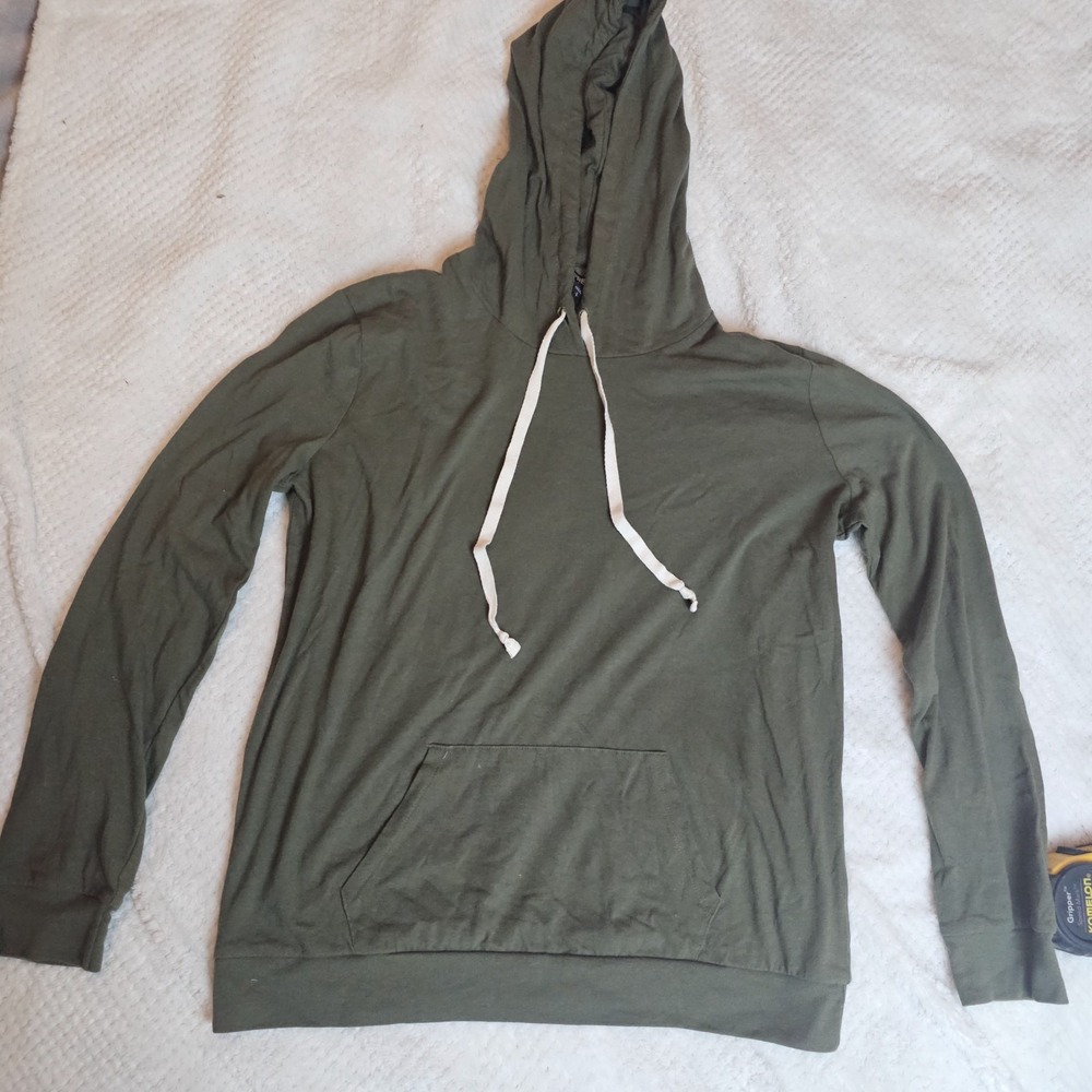 Express Men's Kangaroo Pocket Textured Pullover Hoodie Small ( Green )